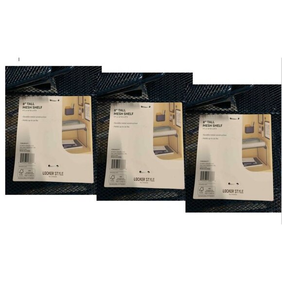 U Brands 3 PK Mesh Locker Shelf Dark Blue Size 8" - Picture 1 of 5